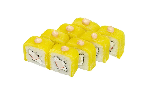 Rolos Sushi Com Abacaxi Frutos Mar Queijo Creme Amostra Comida — Fotografia de Stock