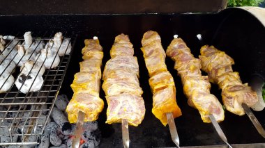 Domana terasında et kızartıyorum. Bahar ızgarası bebeğim.