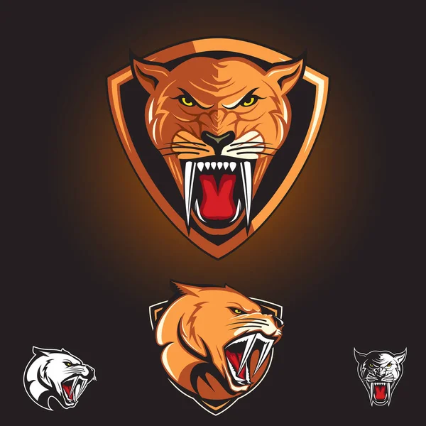 Diente Sable Gato Insignia Smilodon — Vector de stock