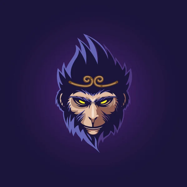 Monkey King Hoved Illustration Symbol Med Sine Magiske Glødende Øjne – Stock-vektor