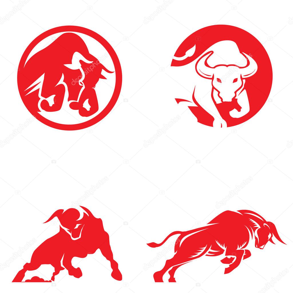 Bull logo and clip art set. vector
