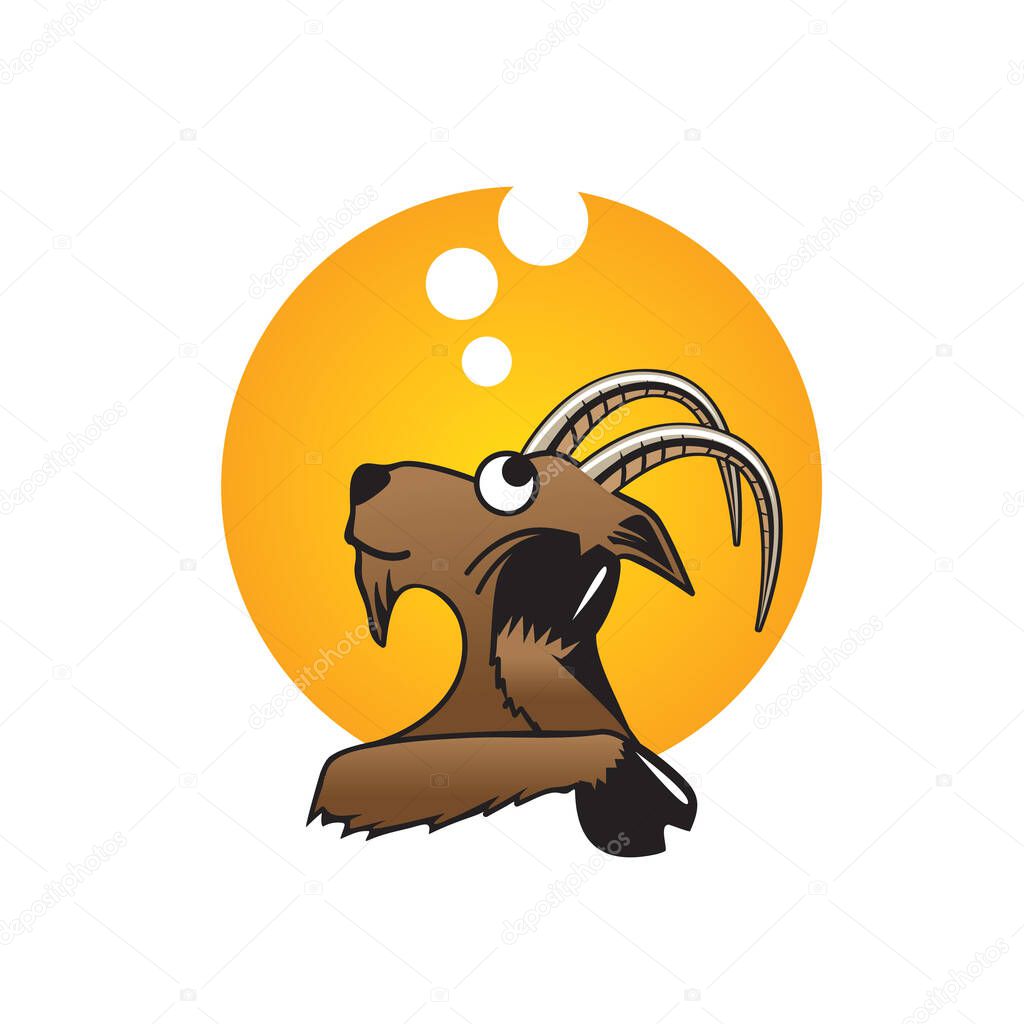 Day dreaming Goat cartoon mascot. can be used for t-shirt print or any other purpose.