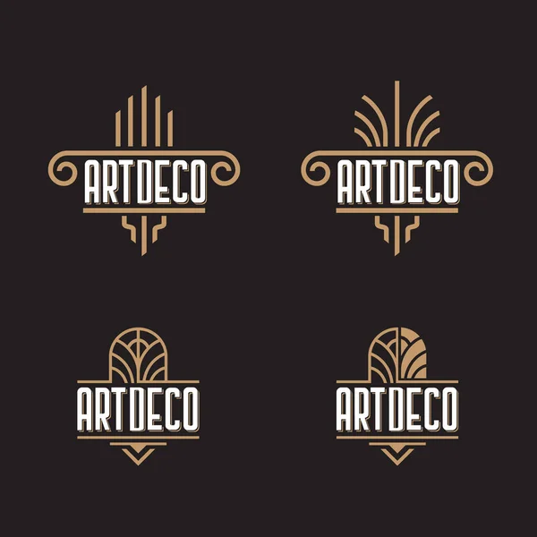 Art Deco Ornamentos Logotipo Modelo Vetor Conjunto —  Vetores de Stock