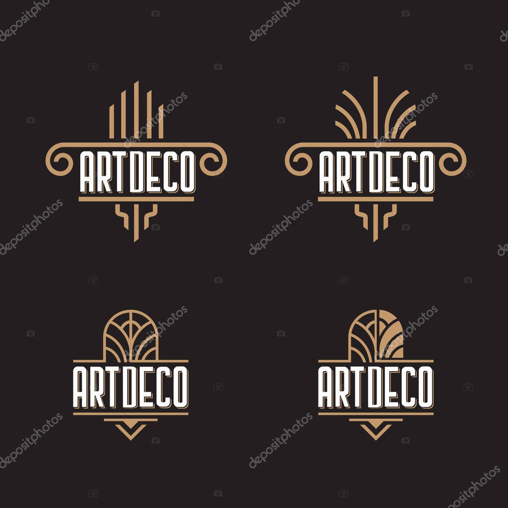 Art Deco ornaments logo template vector set