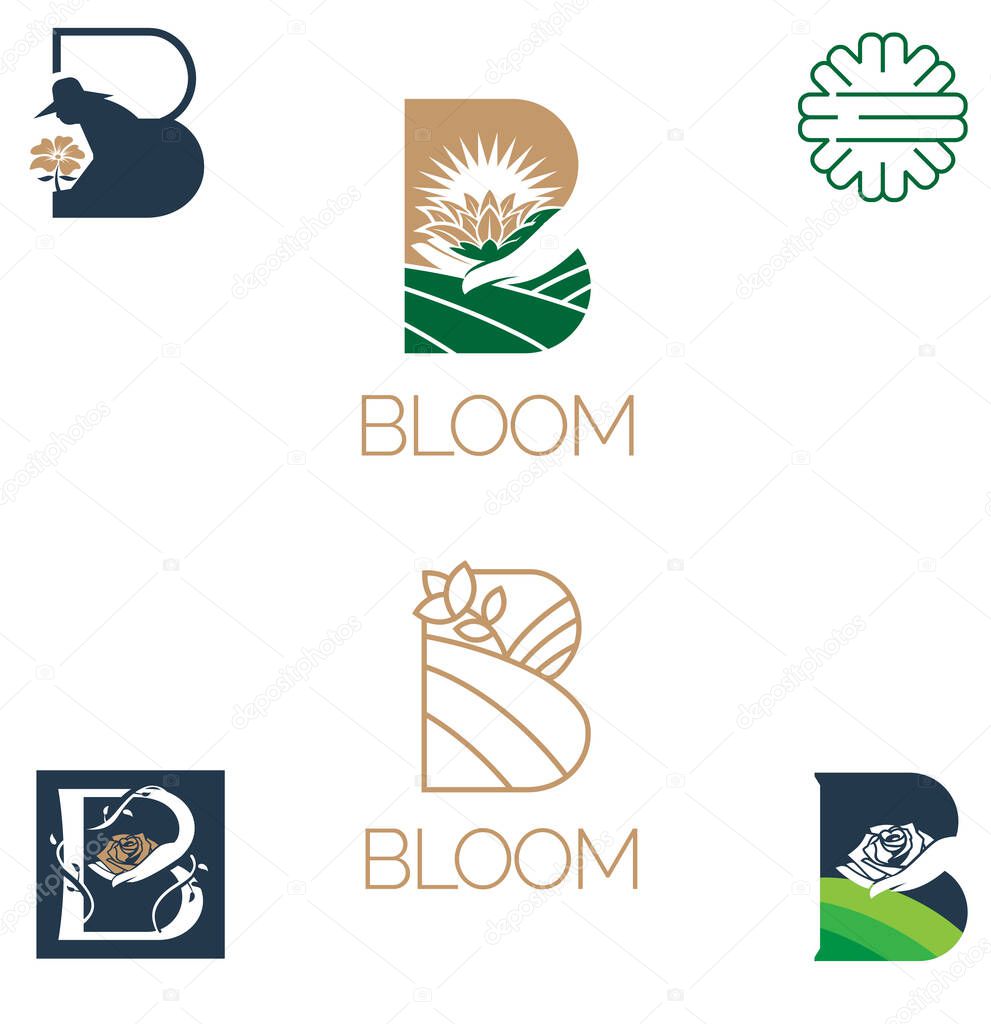 Bloom symbol vector letter B based alphabet for environtment plantation or any other purpose