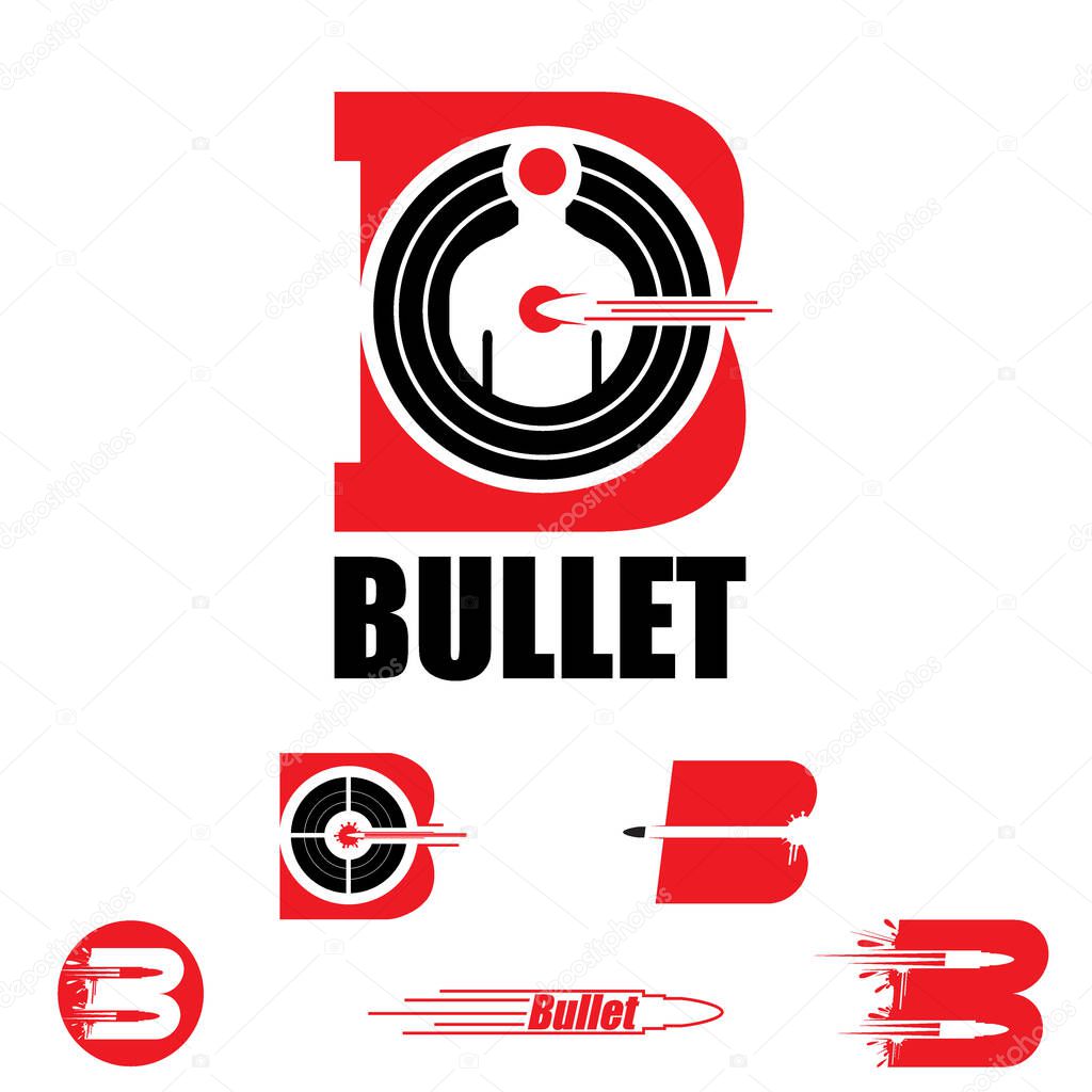 a collection of B letter based symbol Bullet and target concept set