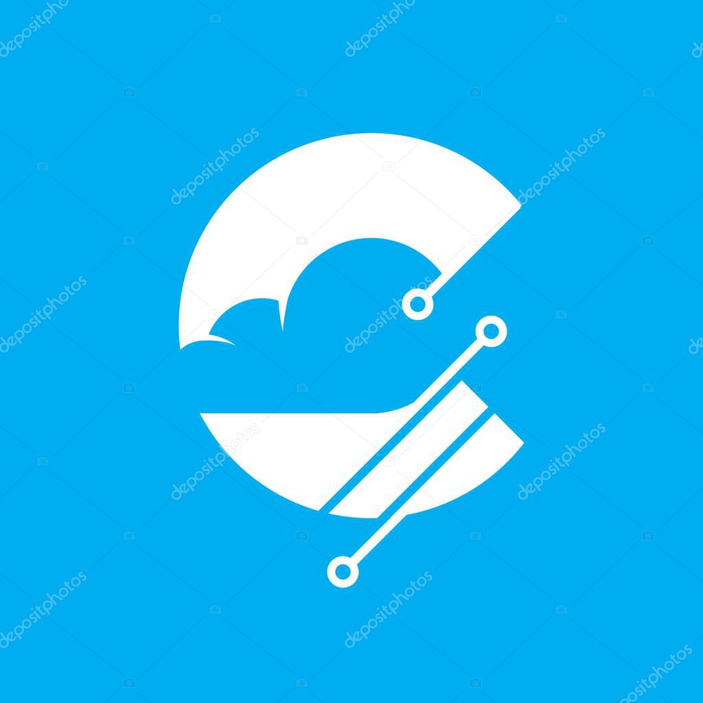 C logo, letter based. cloud computing icon