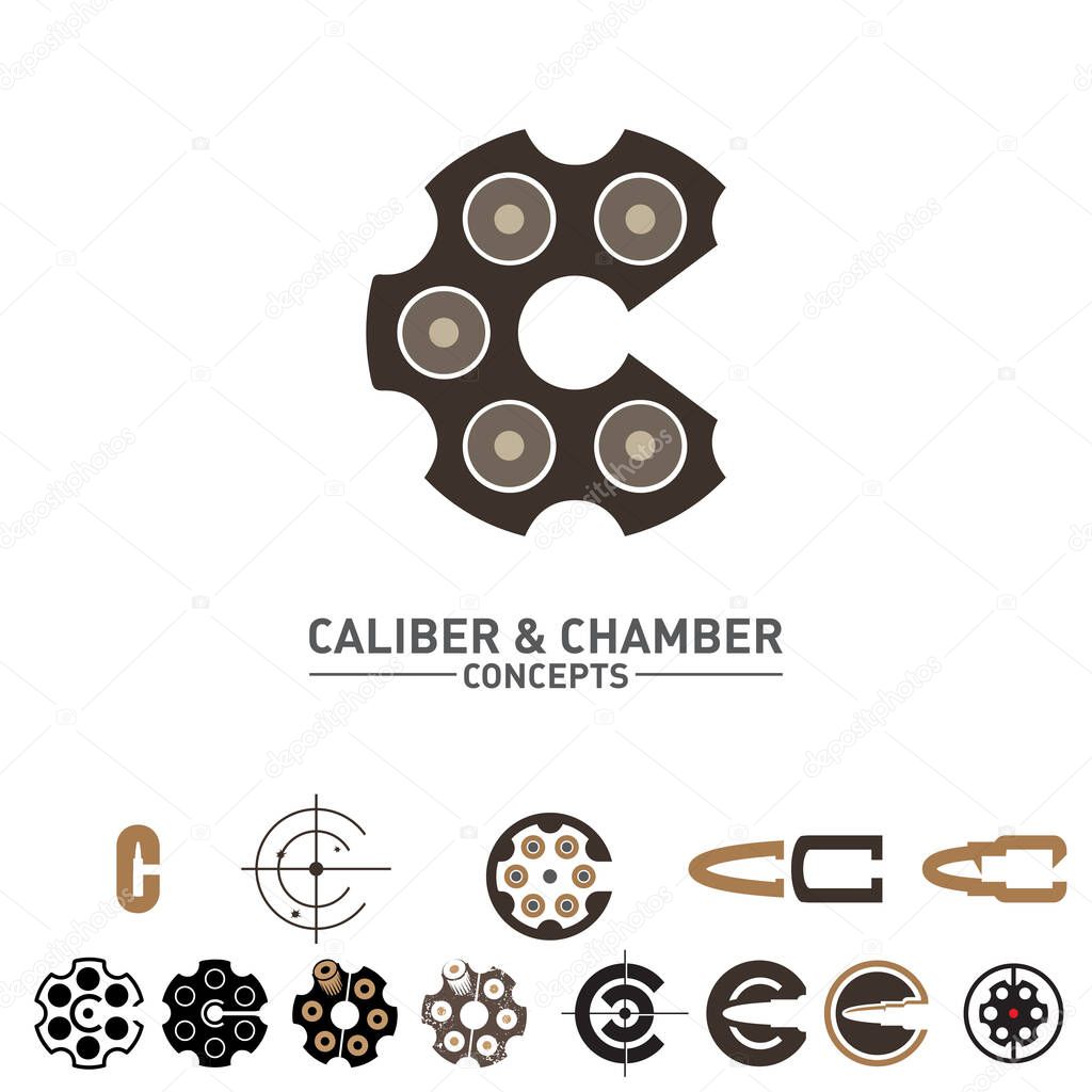 C letter Caliber and Chamber concepts  symbol set