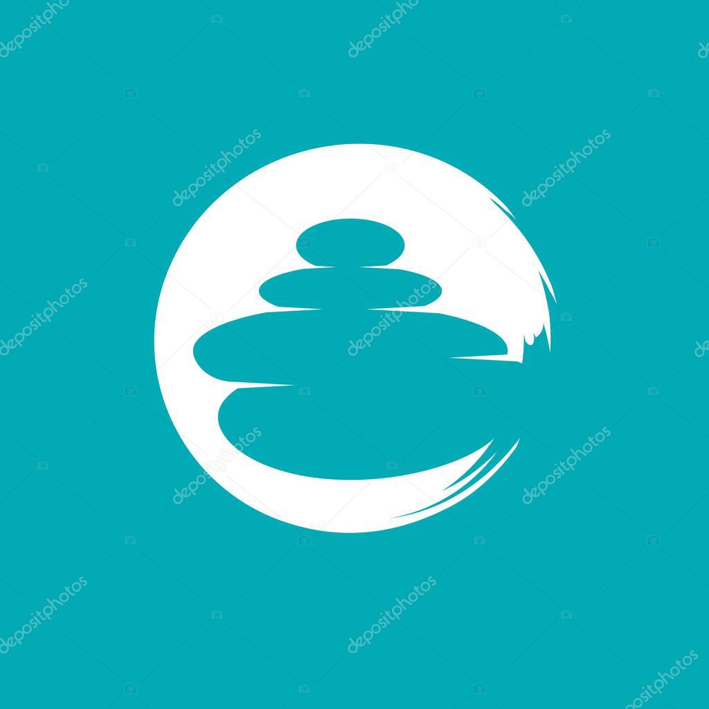 C logo letter based, calmness concept zen stones