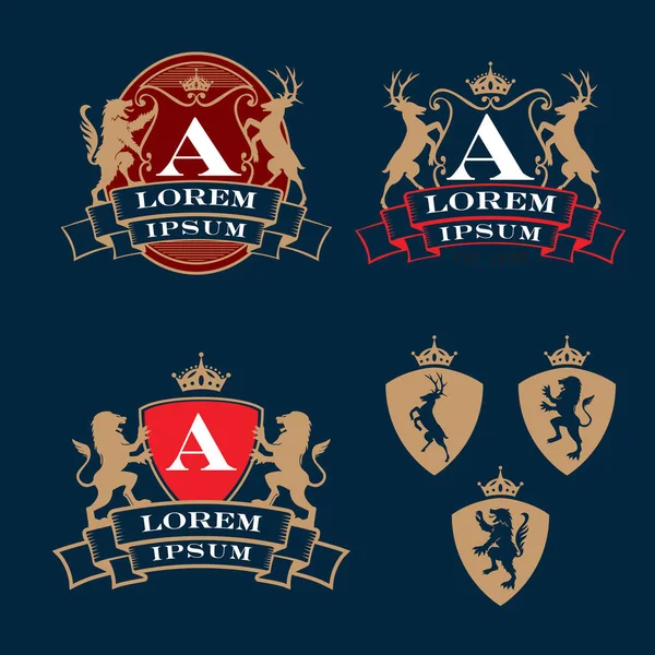 Crest Brasão Armas Heráldica Tema Logotipo Definido —  Vetores de Stock