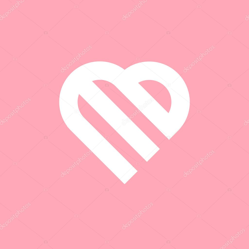 E or M letter based design in heart shape vector