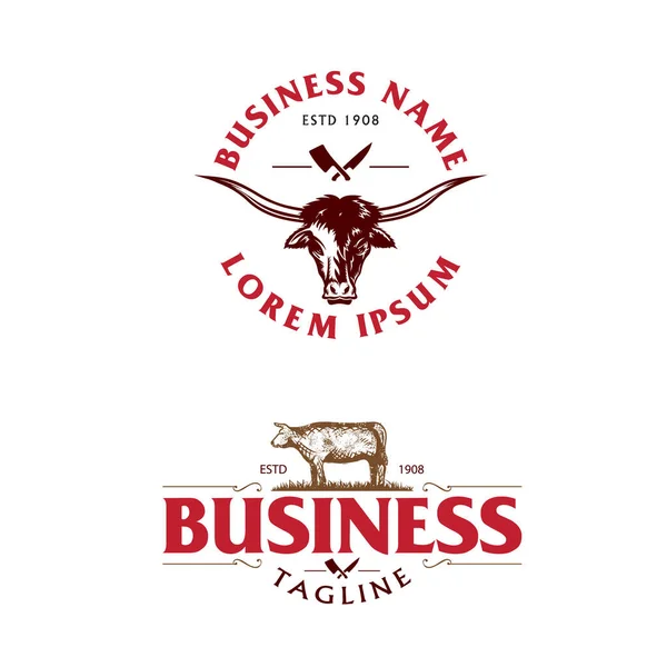 Carne Loja Butchery Negócio Logotipo —  Vetores de Stock