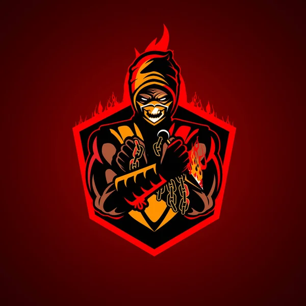 Oheň Ninja Vektor Ilustrační Symbol Insignie — Stockový vektor