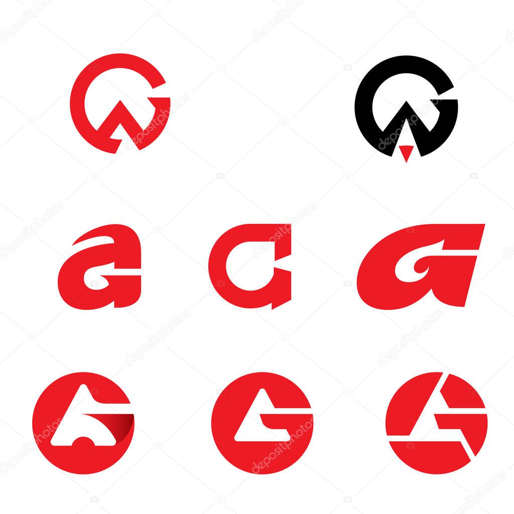 GA monogram logo set. letter based vector. modern and unique logo set