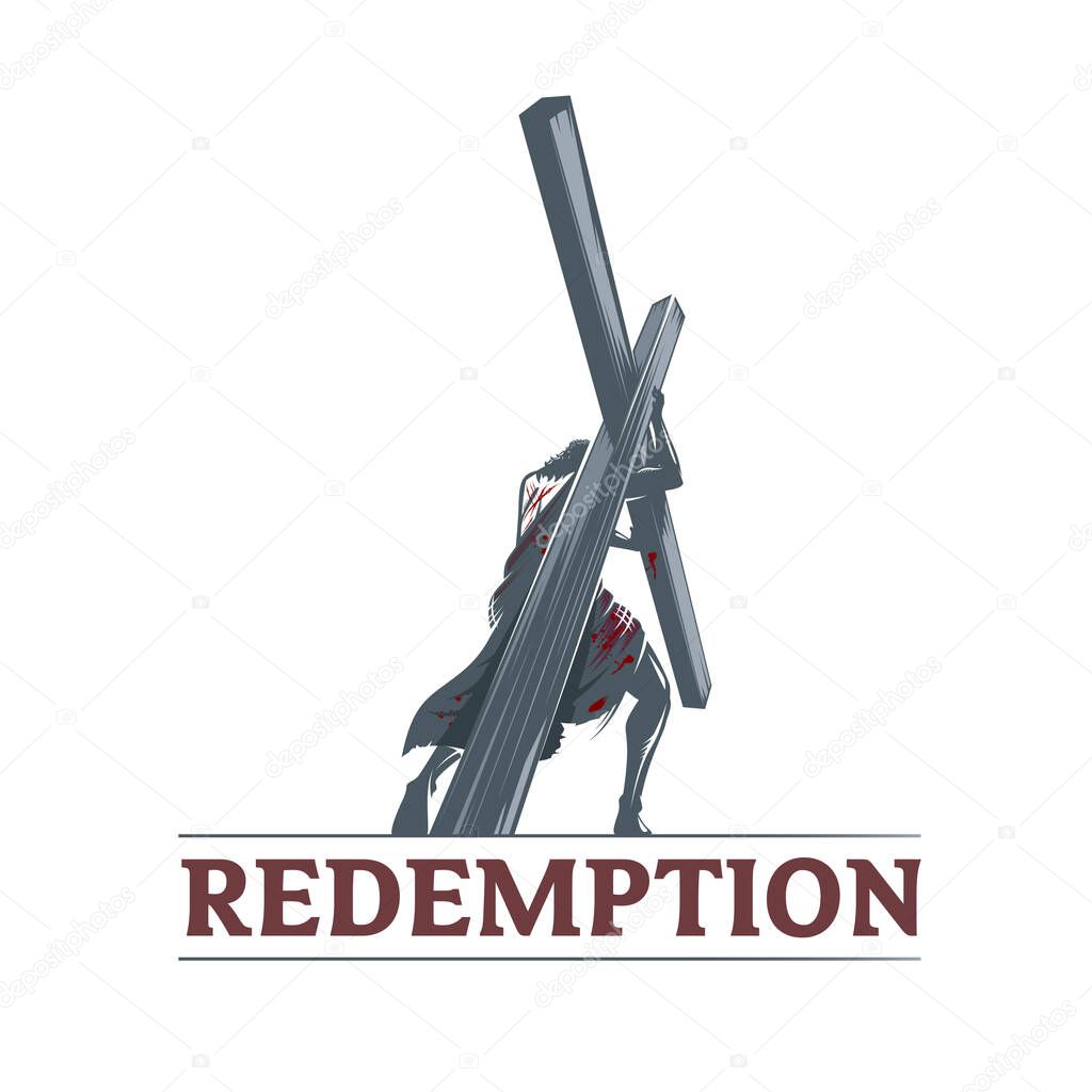 Redemption symbol  illustration vector. a Via Dolorosa scene. can be use as logo, tshirt print, book cover, or any other purpose.