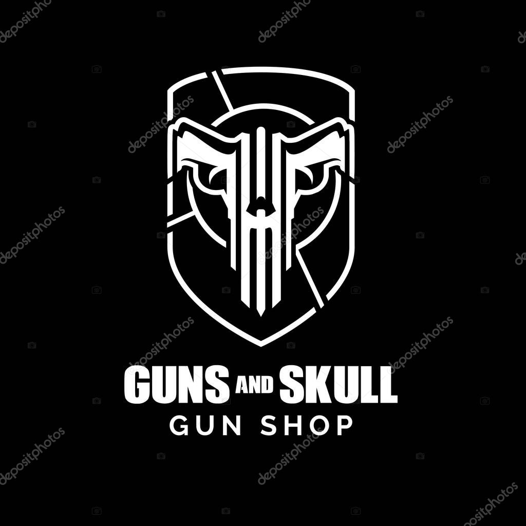 Guns and Skull concept a unique and strong symbol vector. can be used for tshirt print, gun shop, team logo, or any other purpose.