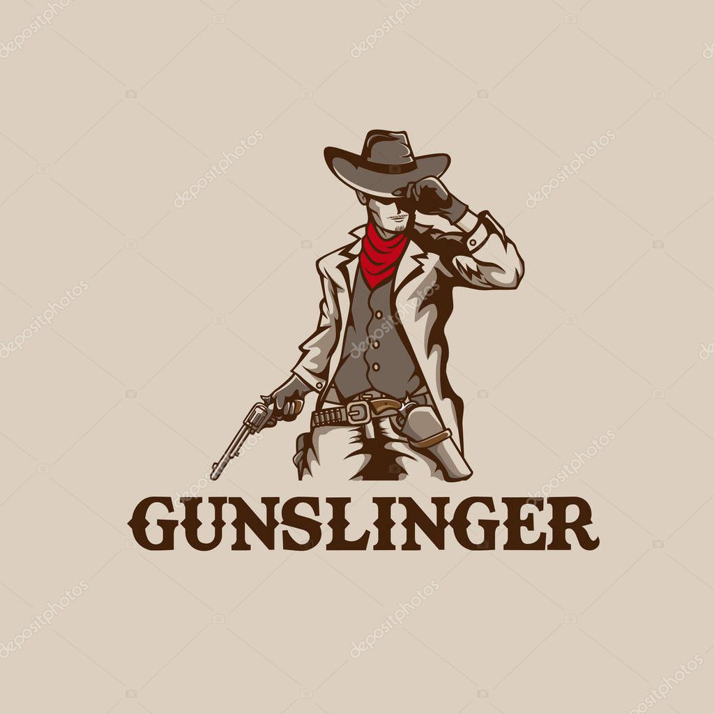 Gunslinger Cowboy vector illustration vintage style