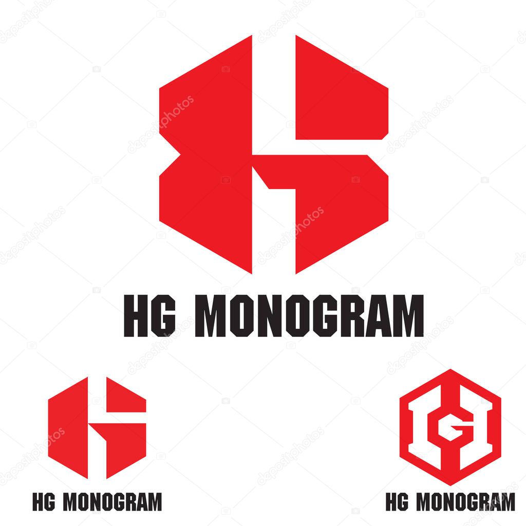 HG monogram logo set. industrial vector style