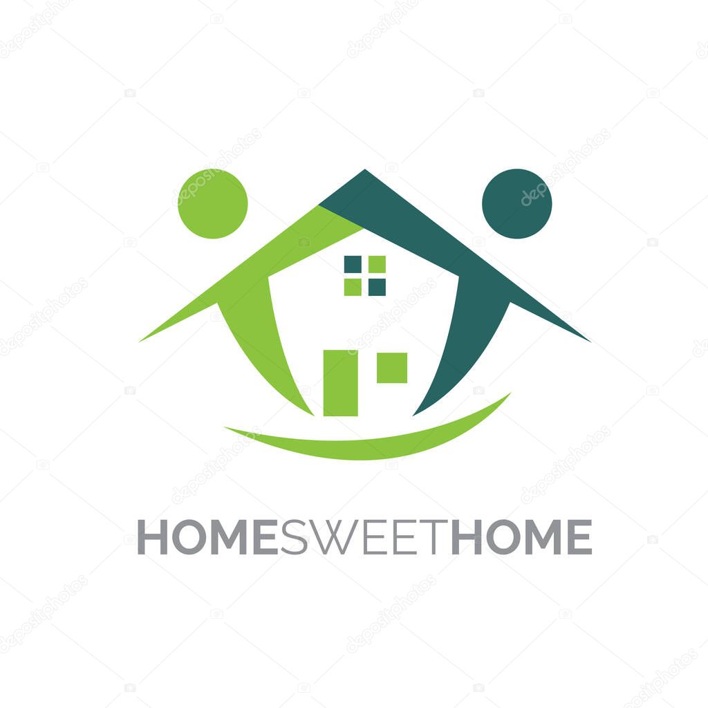 Home Sweet Home vector symbol picturing family in simple visual.