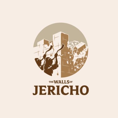 Jericho Duvarları sembol vektör illüstrasyon stili ile yıkılıyor