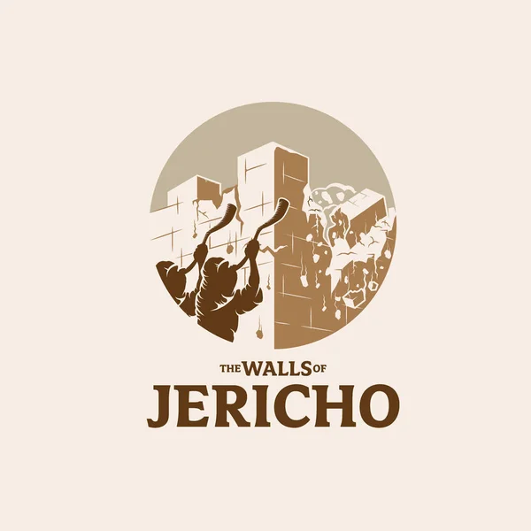 Jericho Duvarları sembol vektör illüstrasyon stili ile yıkılıyor