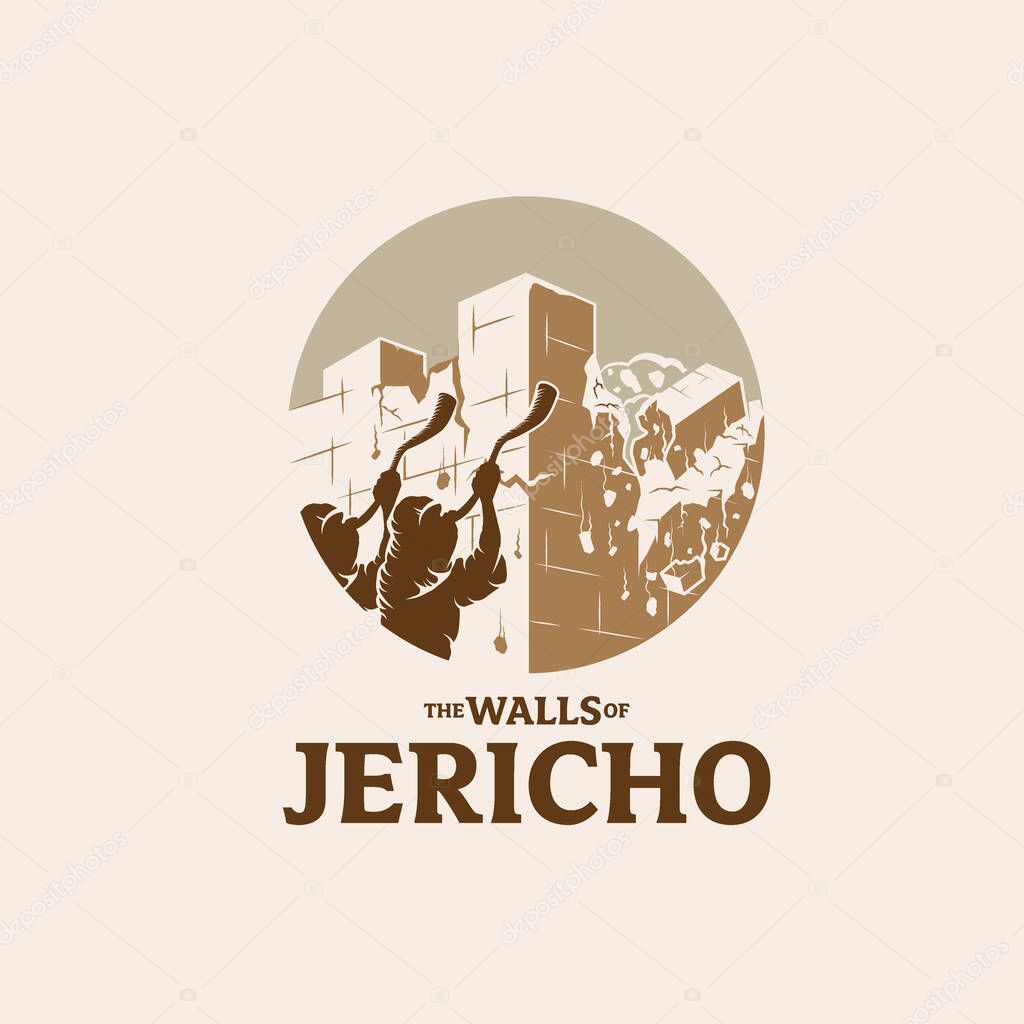The Walls of Jericho is falling down symbol vector illustrationvintage style