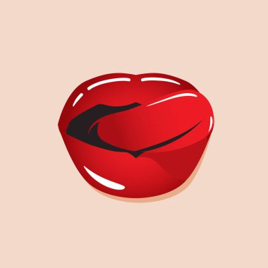 Dudak yalama vektör çizimi. Romantizm ve sevgililer günü teması veya tasarım ögesi için.