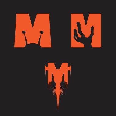M logosu. Mars logo kümesi vektörü