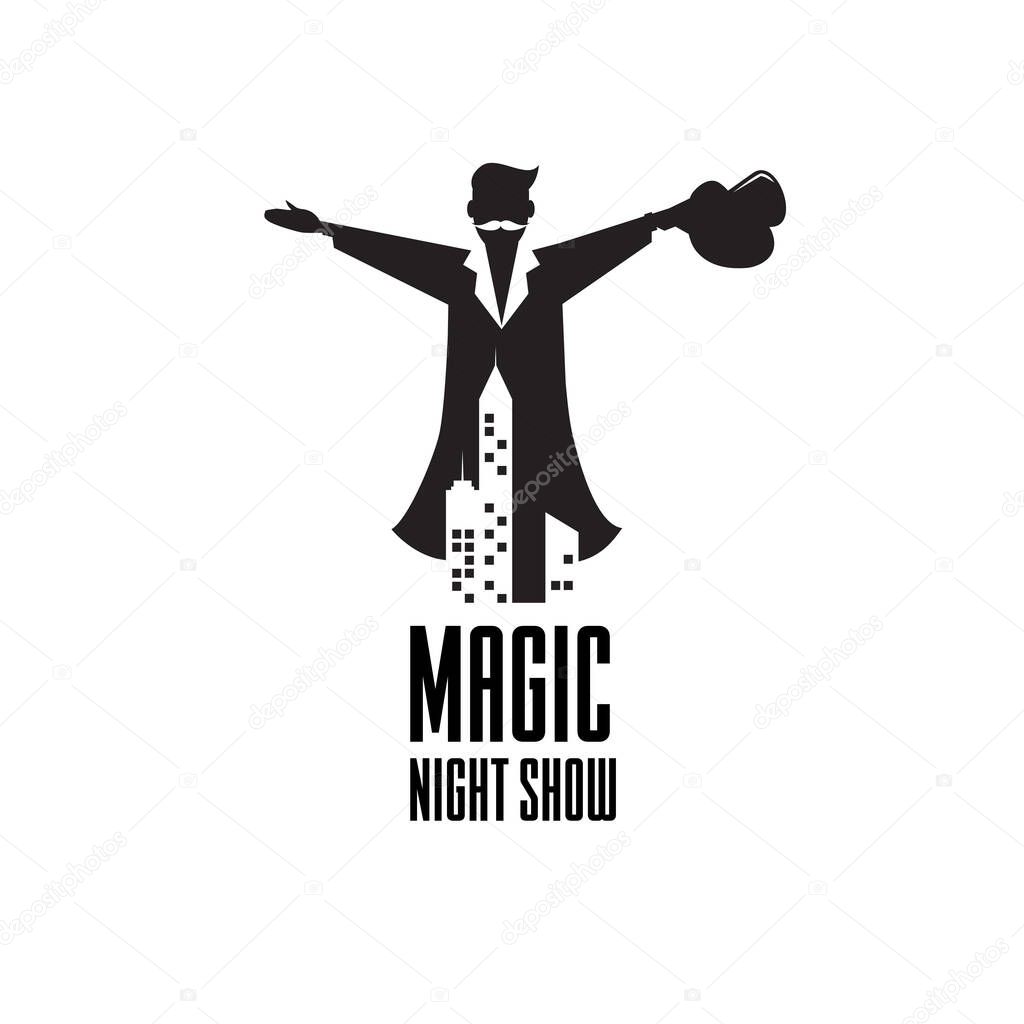 Magic Night show Host logo can be used as logo, infographic, design element, advertisement, poster or any other purpose.