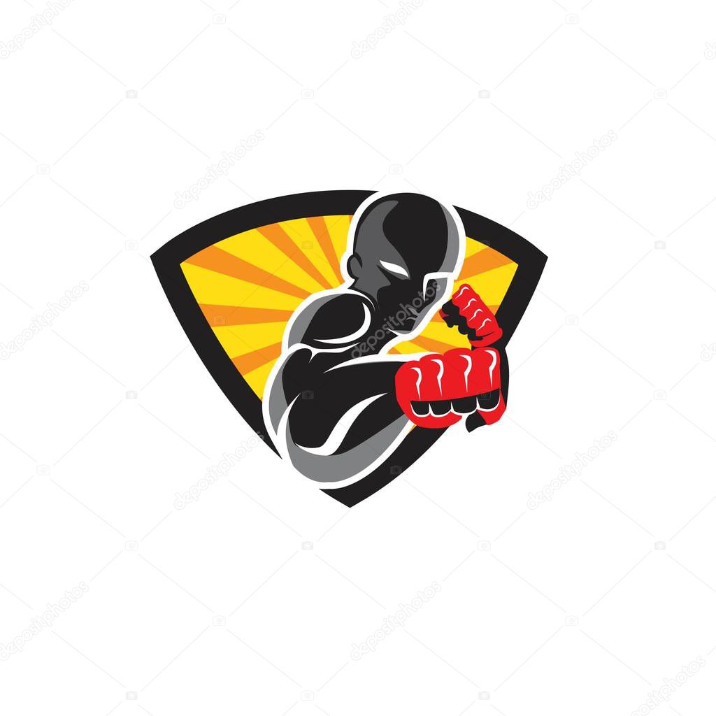 Kick Boxer emblem logo, martial art