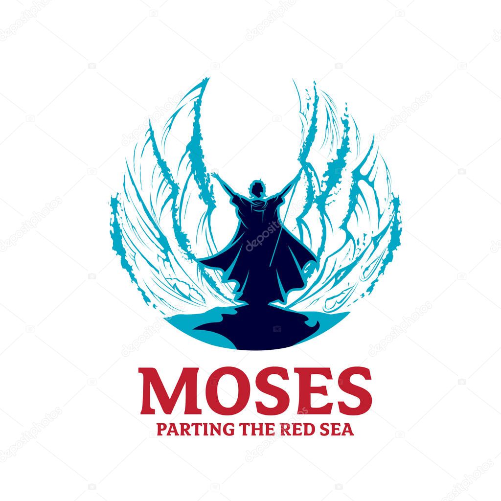 Moses Parting the red Sea vector illustrationfor poster, t-shirt graphic, logo or any other purpose