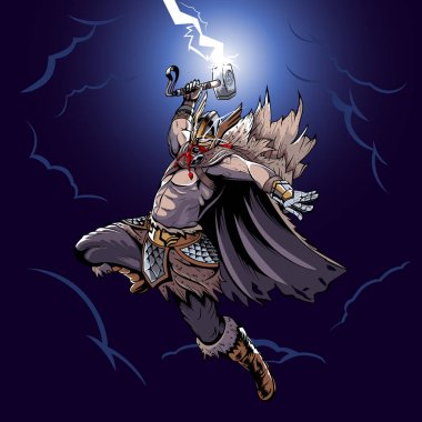 Thor the god of thunder clipart