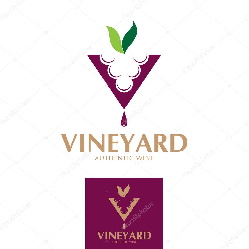 V logo, alphabet, Vineyard theme