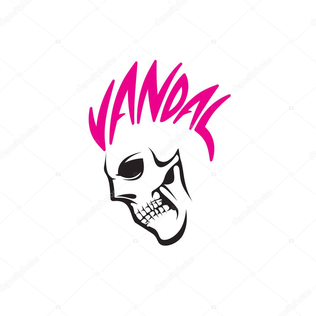 Vandal Skull vector illustration.for tshirt printing, logo, poster or any other purpose.
