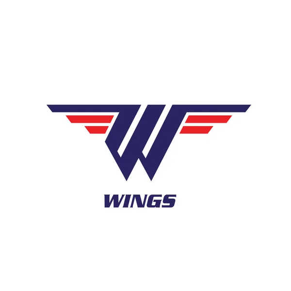 W harfi Wings sembolü vektör illüstrasyonu