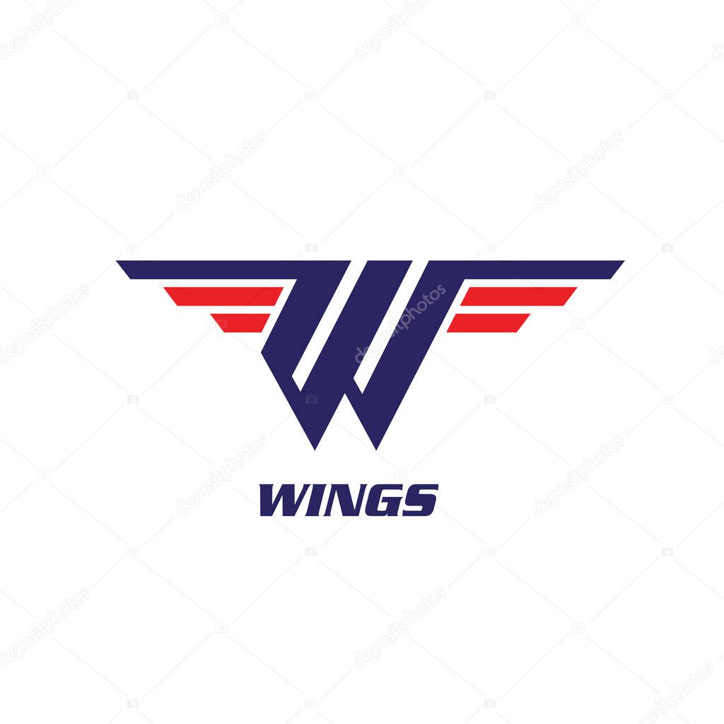 W letter Wings symbol  vector illustration