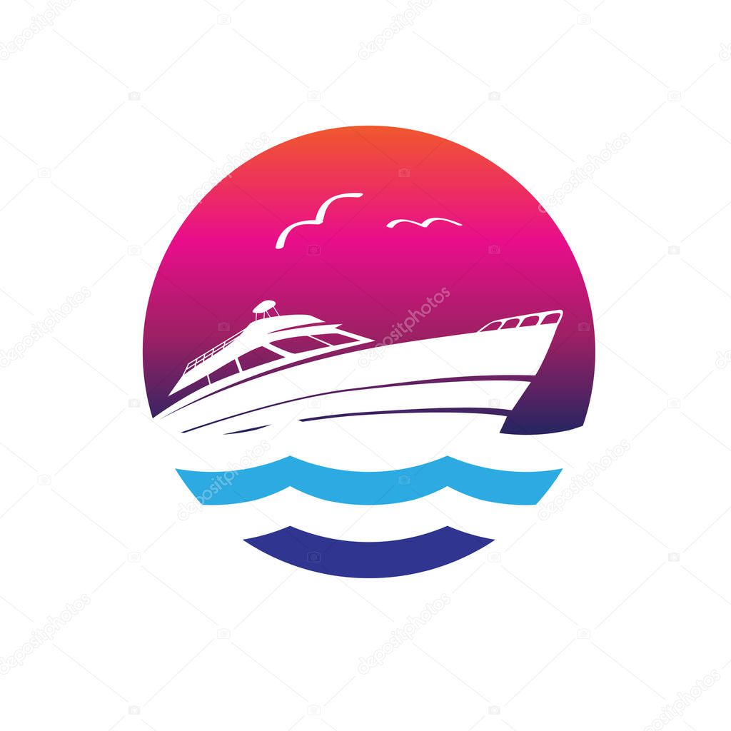 Yacht logo vectorsimple modern circle logo template