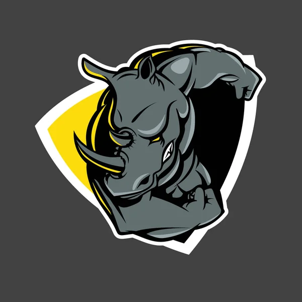 Ramming Rhino Insignia Vector Illustration Sport Shirt Print Poster Design — 스톡 벡터