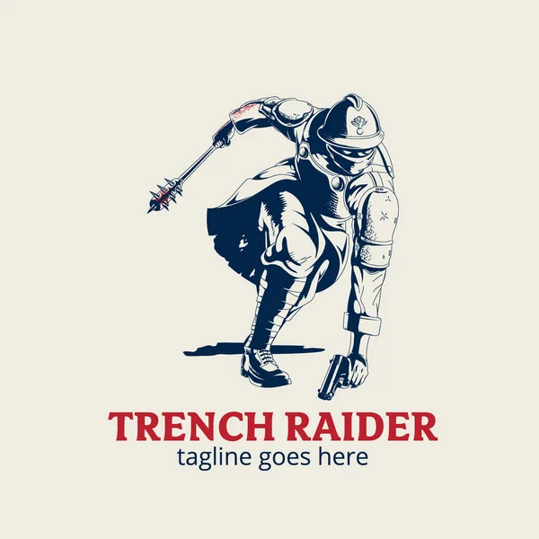Trench Raider Vector Illustratie Symbool Ww1 Thema — Stockvector
