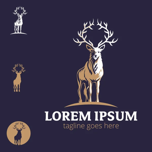 King Stag Majestueus Dier Symbool Volledige Lichaam Versie Vector Illustratie — Stockvector