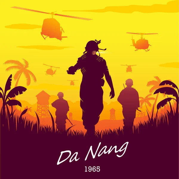 Vietnamkrieg Nang 1965 Vektor Illustrationsilhouettenstil — Stockvektor