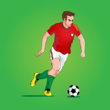 Poster, bayrak, tasarım ögesi veya başka bir amaç için futbolcu sürüm 1 vektör illüstrasyonu.