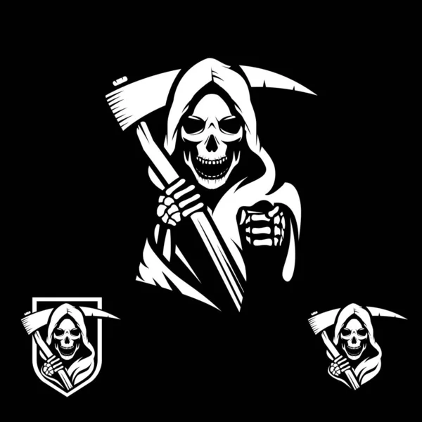 Иллюстрация Символа Жнец Смерти Векторном Формате Логотипа Наклейки Печати Футболки — стоковый вектор