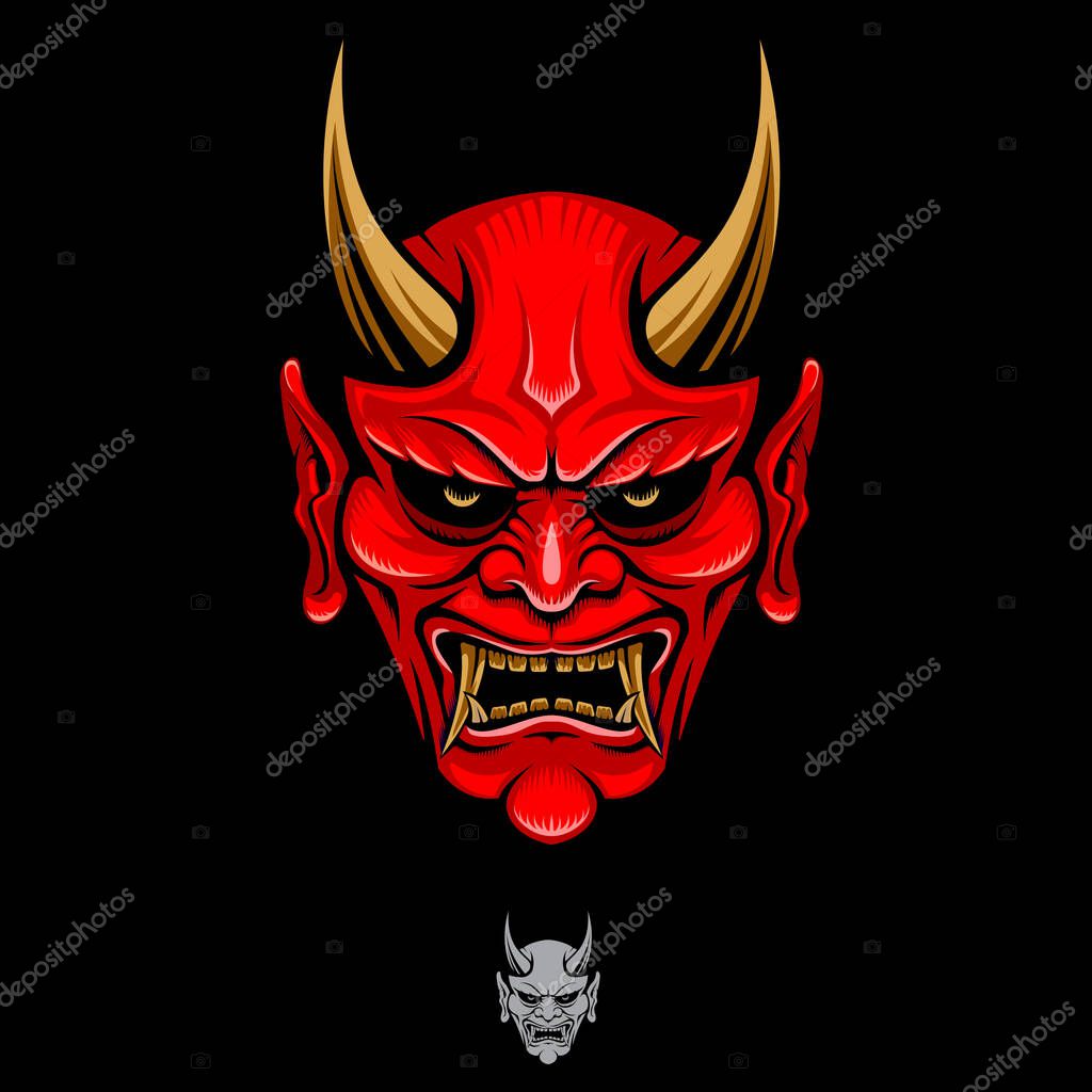 Oni head vector illustration for identity, brand, design element, or any other purpose.