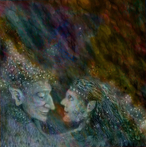 Peri pasangan berbicara satu sama lain, warna-warni ilustrasi Stok Foto Bebas Royalti