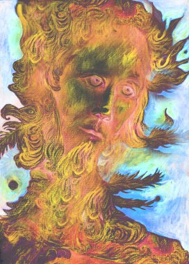 doğa ruh - Rüzgar Peygamber ile tüyler, çizim