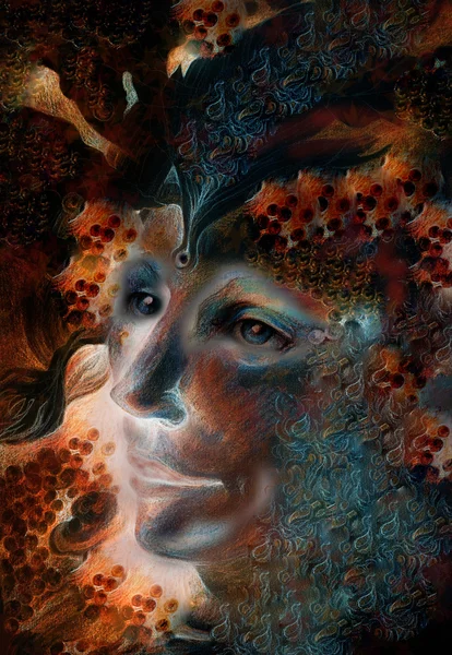 Blauwe fee man gezicht portret met zachte abstracte structuren — Stockfoto