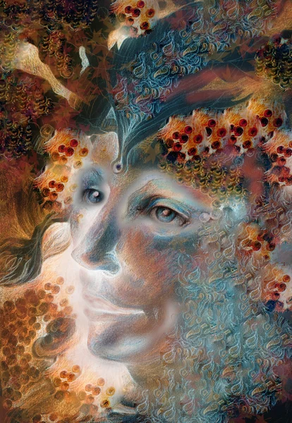 Лицо эльфа с жемчугом и украшениями осеннего цвета — стоковое фото