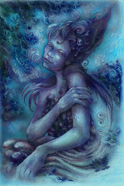 Magiskt vacker nattlig elven fairy, färgglada ritning — Stockfoto