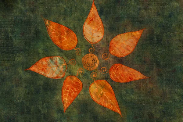 Colorato modello di sfondo ornamentale con collage foglie autunno — Foto Stock